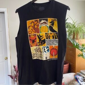 Game of Thrones Black Sleeveless Graphic Tee